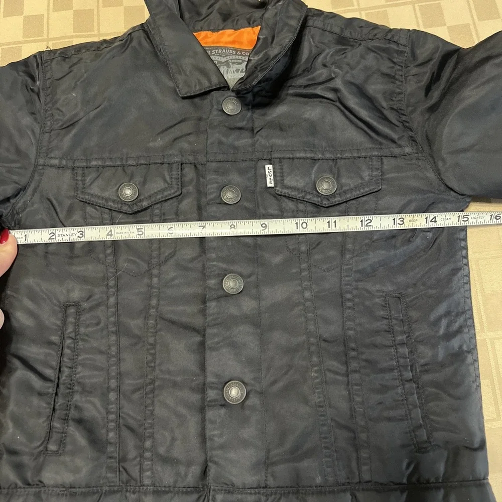 Levis Youth Boys Bomber Jacket Coat Size 7 Black‎ Snap Buttons Lightweight EUC